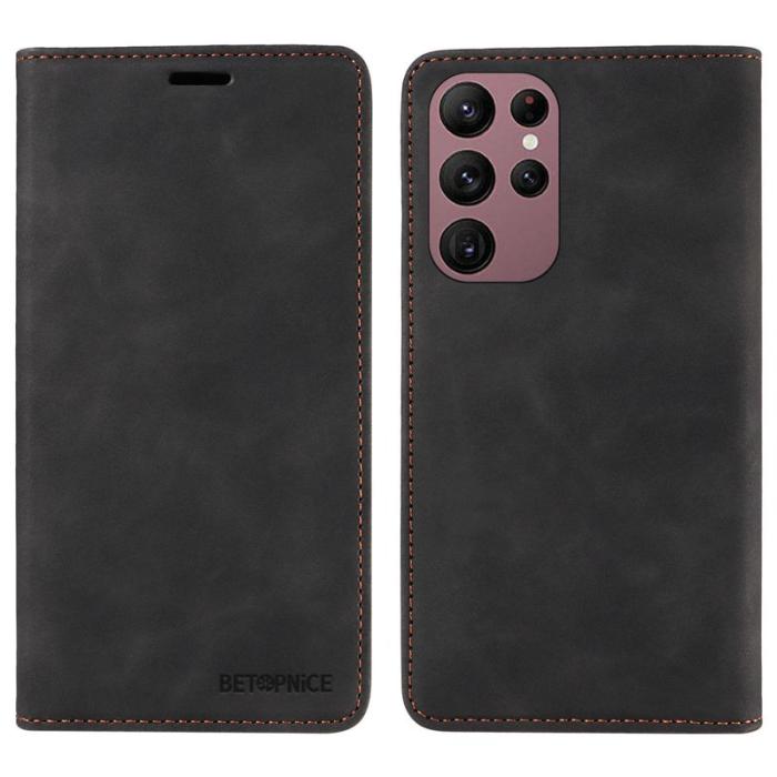 BETOPNICE - BETOPNICE 003 Fodral för Samsung Galaxy S23 Ultra - Äkta läder - Svart