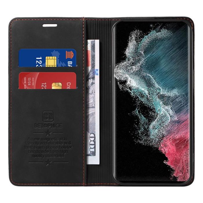 BETOPNICE - BETOPNICE 003 Fodral för Samsung Galaxy S23 Ultra - Äkta läder - Svart