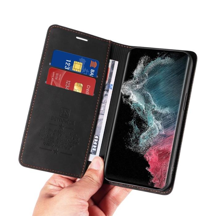 BETOPNICE - BETOPNICE 003 Fodral för Samsung Galaxy S23 Ultra - Äkta läder - Svart