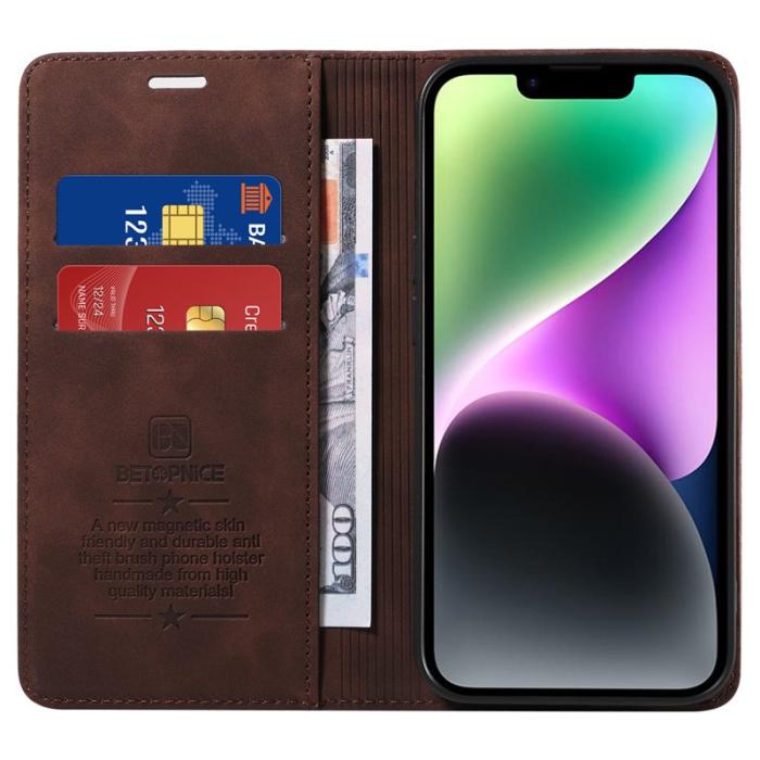 BETOPNICE - BETOPNICE 003 Fodral i PU-läder för iPhone 15 Plus - Brun