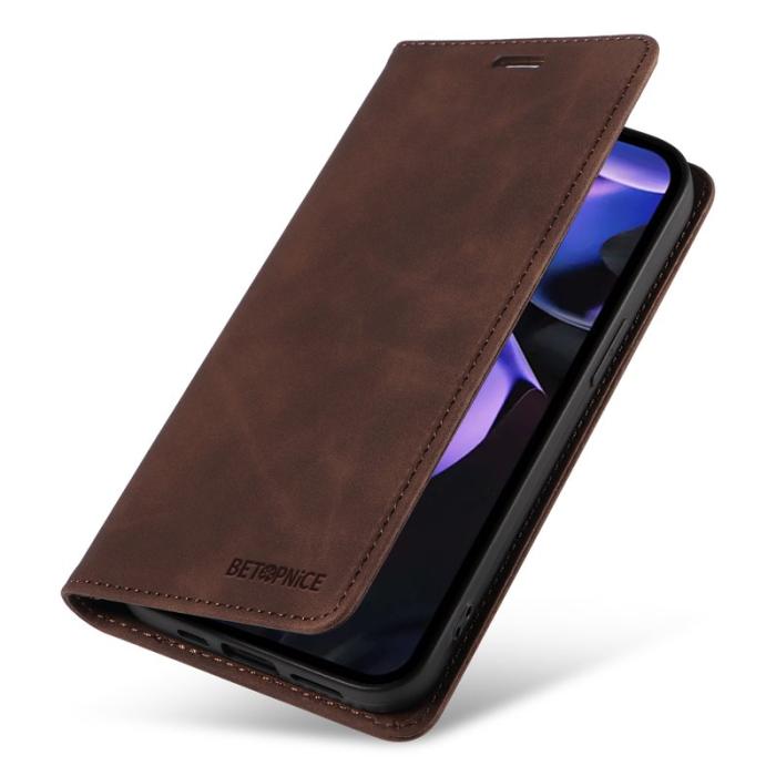 BETOPNICE - BETOPNICE 003 Google Pixel 9a Wallet Fodral Äkta läder - Brun