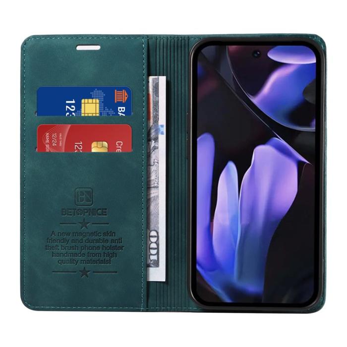BETOPNICE - BETOPNICE 003 Google Pixel 9a Wallet Fodral Äkta läder - Grön