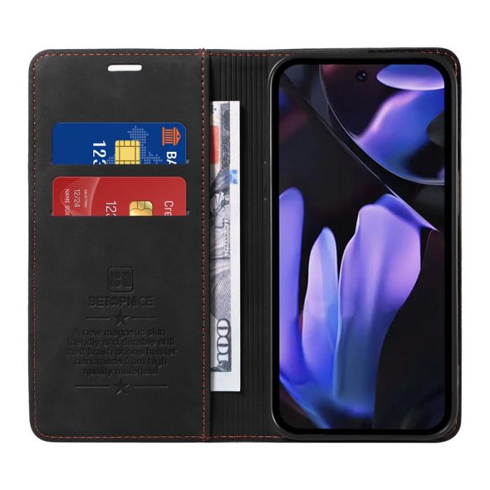 BETOPNICE - BETOPNICE 003 Google Pixel 9a Wallet Fodral Äkta läder - Svart