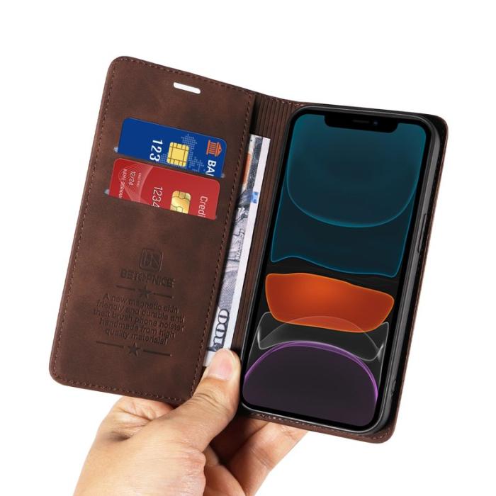 BETOPNICE - BETOPNICE 003 iPhone 12 / 12 Pro Fodral Äkta läder - Brun