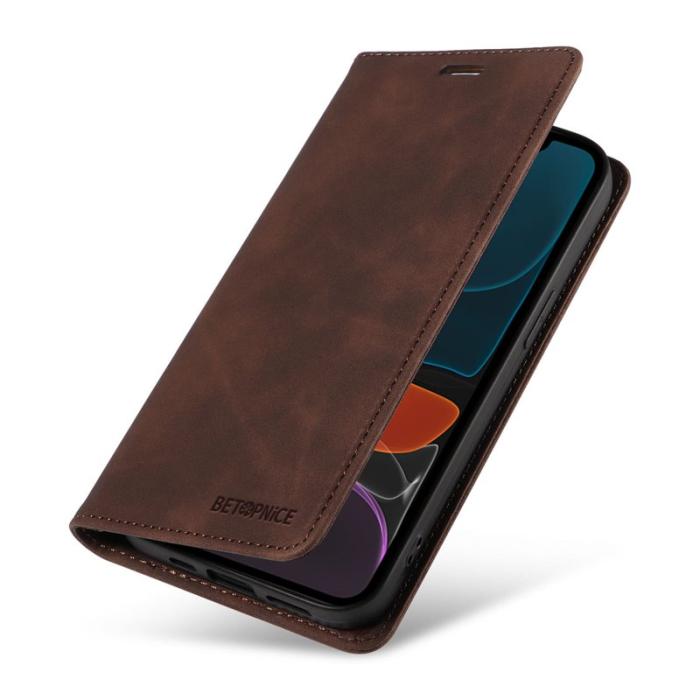 BETOPNICE - BETOPNICE 003 iPhone 12 / 12 Pro Fodral Äkta läder - Brun