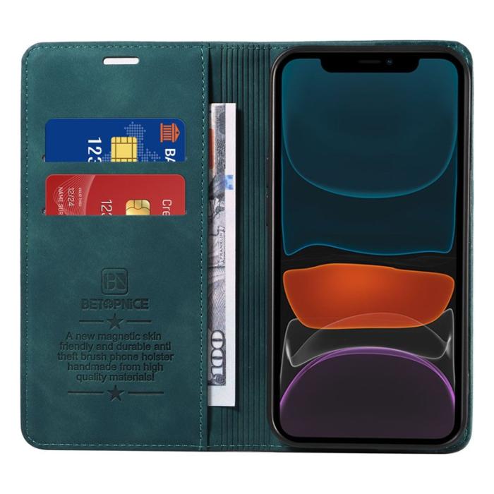 BETOPNICE - BETOPNICE 003 iPhone 12 / 12 Pro Fodral Äkta läder - Grön