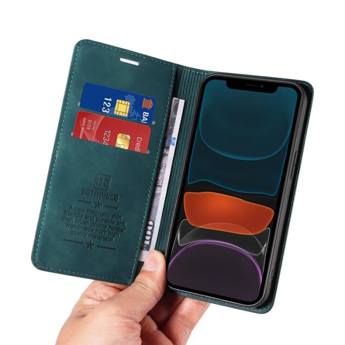 BETOPNICE - BETOPNICE 003 iPhone 12 / 12 Pro Fodral Äkta läder - Grön