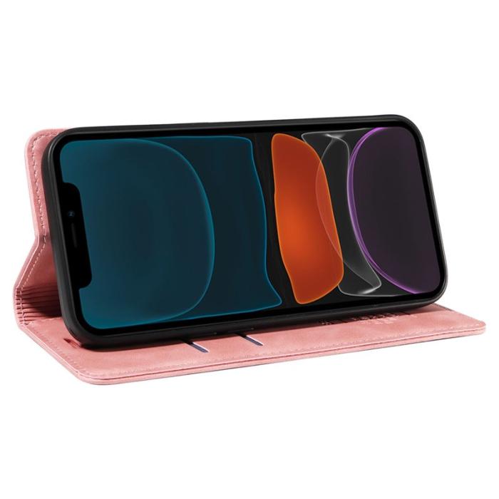 BETOPNICE - BETOPNICE 003 iPhone 12 / 12 Pro Fodral Äkta läder - Pink