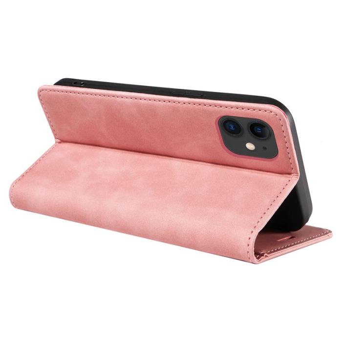 BETOPNICE - BETOPNICE 003 iPhone 12 / 12 Pro Fodral Äkta läder - Pink