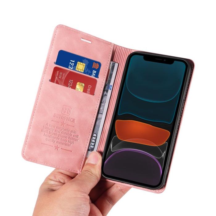 BETOPNICE - BETOPNICE 003 iPhone 12 / 12 Pro Fodral Äkta läder - Pink