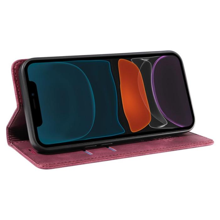 BETOPNICE - BETOPNICE 003 iPhone 12 / 12 Pro Plånboksfodral Konstläder - Röd