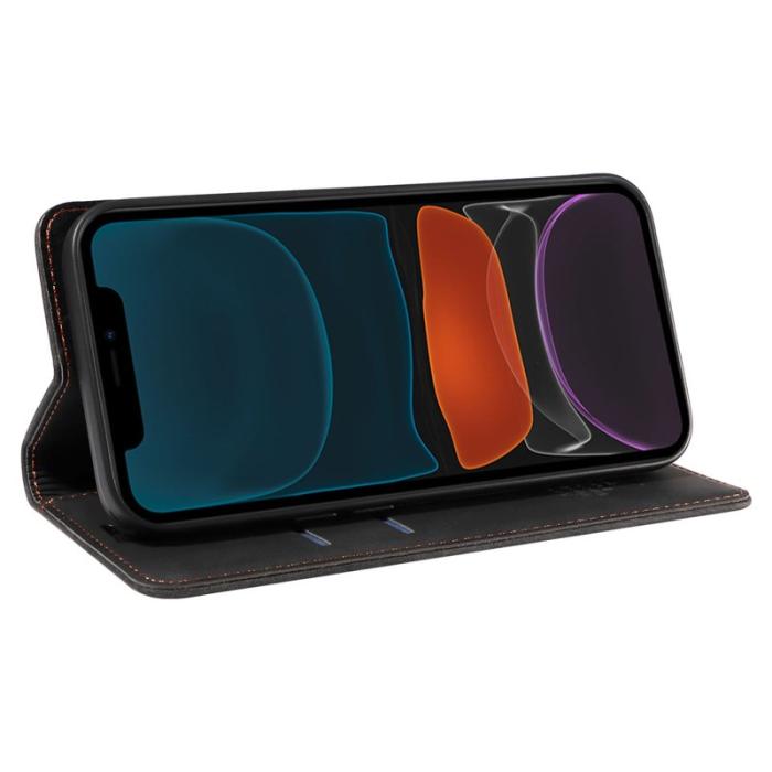 BETOPNICE - BETOPNICE 003 iPhone 12 / 12 Pro Fodral Äkta läder - Svart