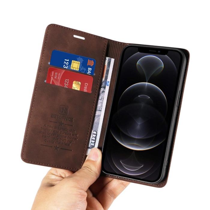 BETOPNICE - BETOPNICE 003 iPhone 12 Pro Max Fodral Äkta läder - Brun