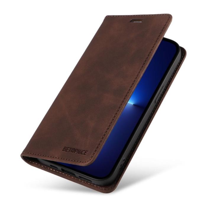 BETOPNICE - BETOPNICE 003 iPhone 12 Pro Max Fodral Äkta läder - Brun