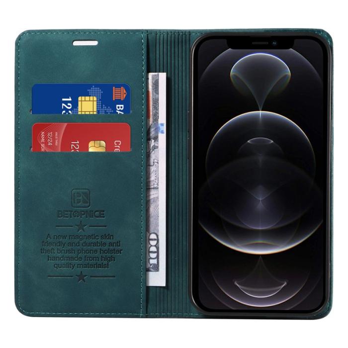 BETOPNICE - BETOPNICE 003 iPhone 12 Pro Max Fodral Äkta läder - Grön