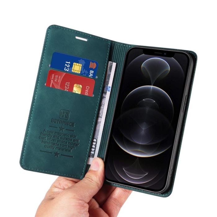 BETOPNICE - BETOPNICE 003 iPhone 12 Pro Max Fodral Äkta läder - Grön