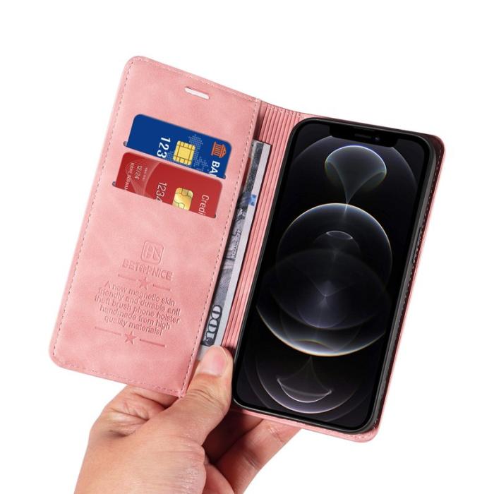 BETOPNICE - BETOPNICE 003 iPhone 12 Pro Max Fodral Äkta läder - Pink