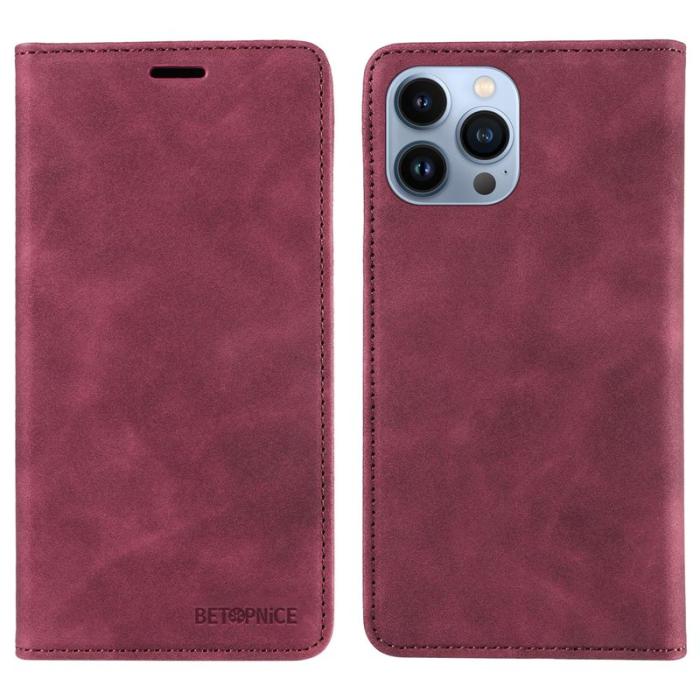 BETOPNICE - BETOPNICE 003 iPhone 12 Pro Max Fodral Äkta läder - Röd