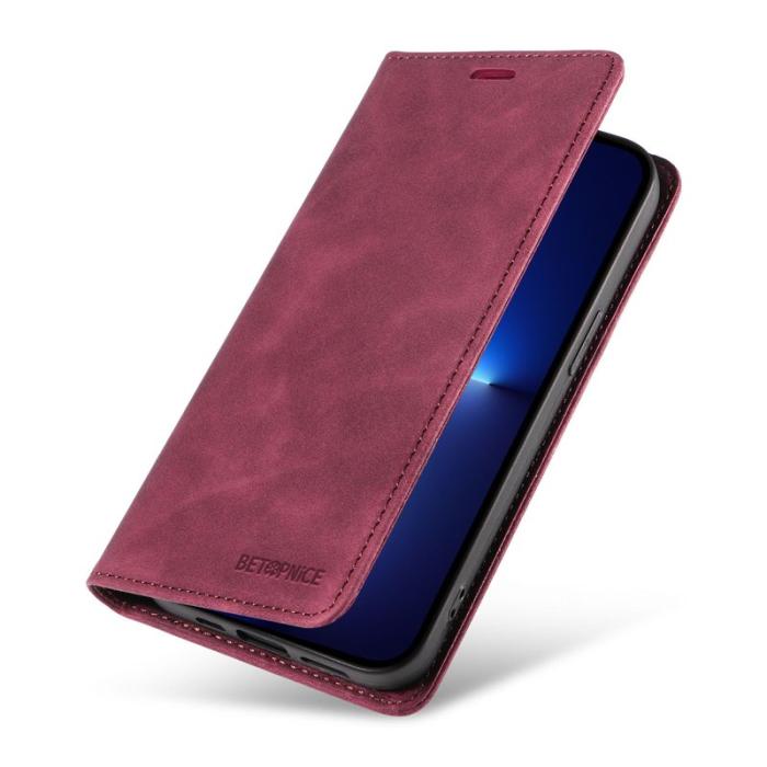 BETOPNICE - BETOPNICE 003 iPhone 12 Pro Max Fodral Äkta läder - Röd