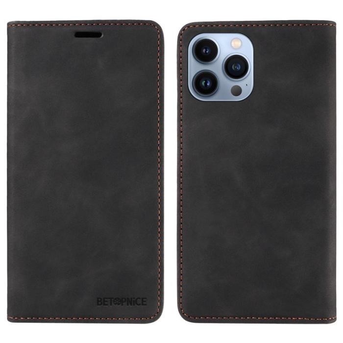 BETOPNICE - BETOPNICE 003 iPhone 12 Pro Max Fodral Äkta läder - Svart