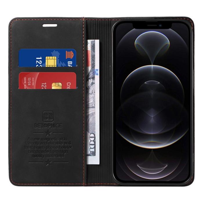 BETOPNICE - BETOPNICE 003 iPhone 12 Pro Max Fodral Äkta läder - Svart