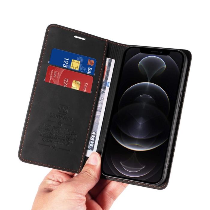 BETOPNICE - BETOPNICE 003 iPhone 12 Pro Max Fodral Äkta läder - Svart