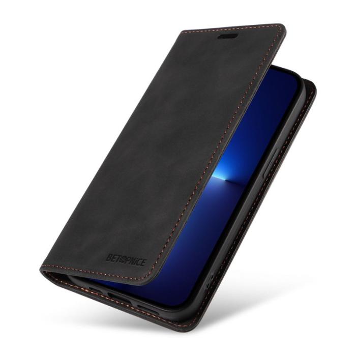 BETOPNICE - BETOPNICE 003 iPhone 12 Pro Max Fodral Äkta läder - Svart