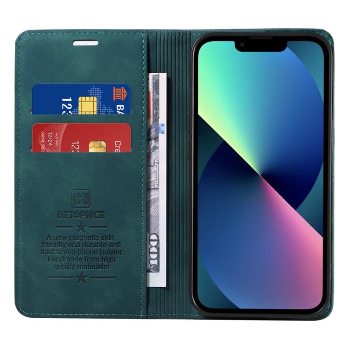BETOPNICE - BETOPNICE 003 iPhone 13 mini Fodral Äkta läder - Grön
