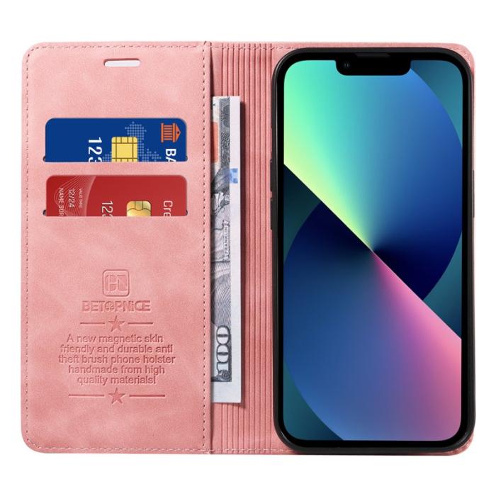 BETOPNICE - BETOPNICE 003 iPhone 13 mini Fodral Äkta läder - Pink