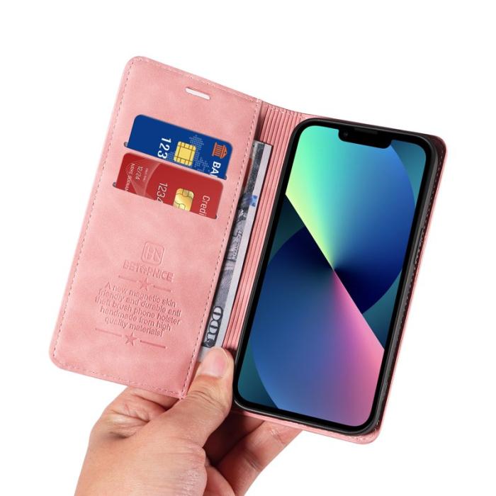 BETOPNICE - BETOPNICE 003 iPhone 13 mini Fodral Äkta läder - Pink