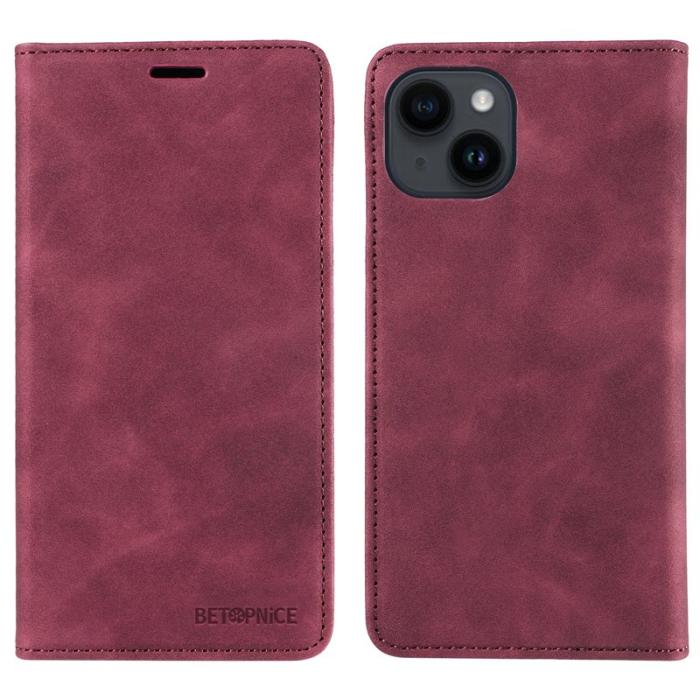 BETOPNICE - BETOPNICE 003 iPhone 13 mini Fodral Äkta läder - Röd