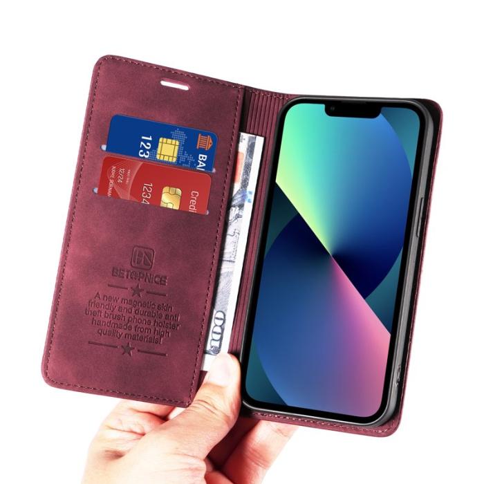 BETOPNICE - BETOPNICE 003 iPhone 13 mini Fodral Äkta läder - Röd