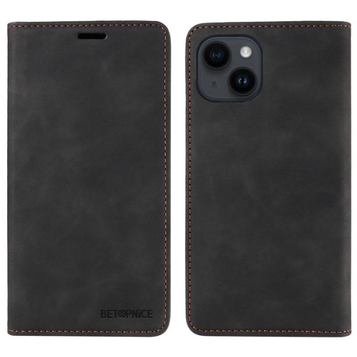 BETOPNICE - BETOPNICE 003 iPhone 13 mini Fodral Äkta läder - Svart