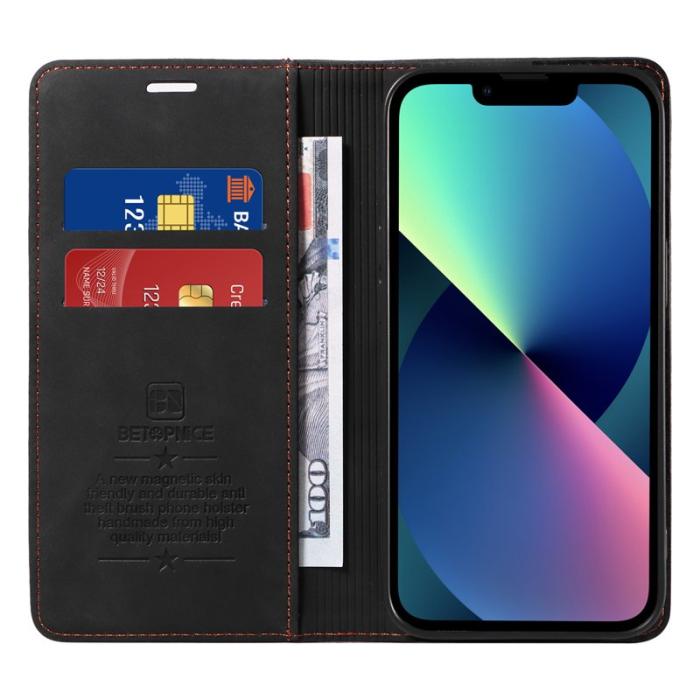 BETOPNICE - BETOPNICE 003 iPhone 13 mini Fodral Äkta läder - Svart