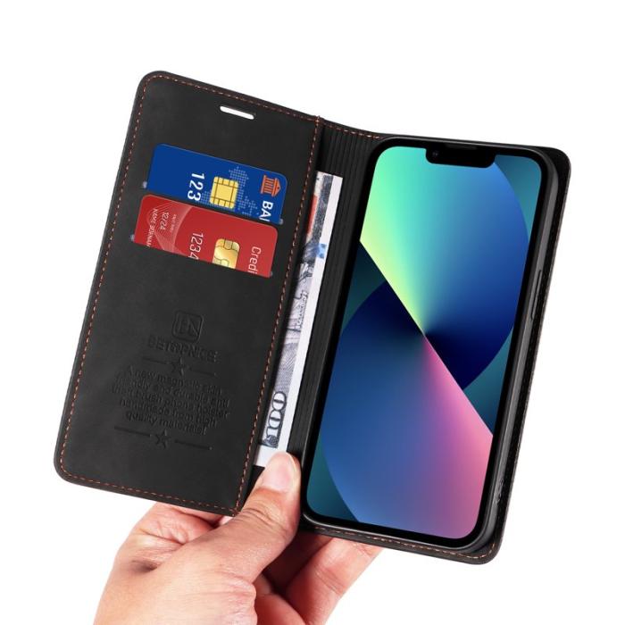 BETOPNICE - BETOPNICE 003 iPhone 13 mini Fodral Äkta läder - Svart