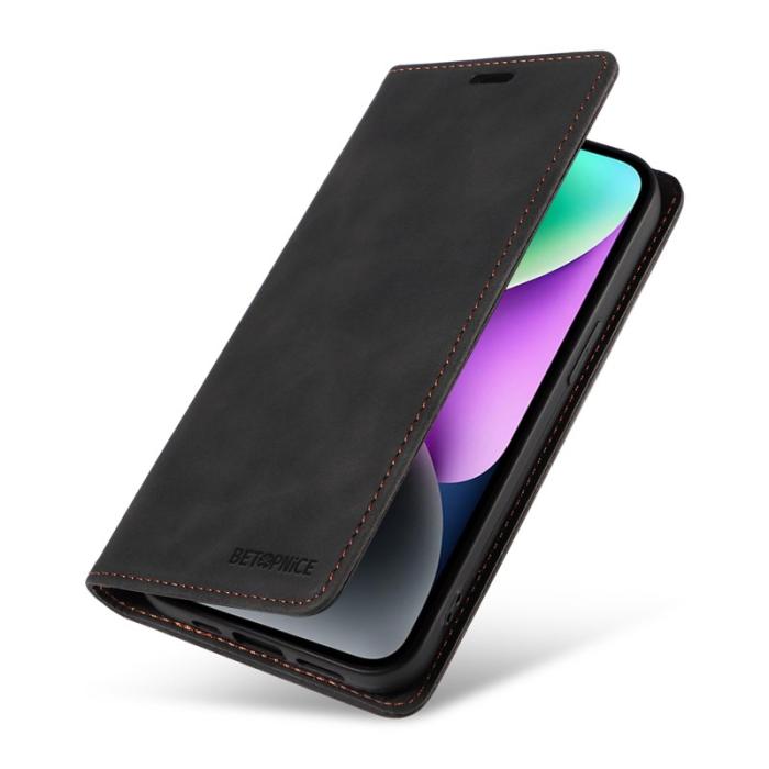 BETOPNICE - BETOPNICE 003 iPhone 13 mini Fodral Äkta läder - Svart
