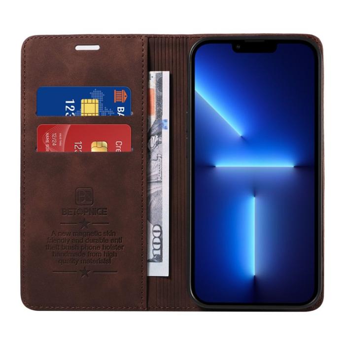 BETOPNICE - BETOPNICE 003 iPhone 13 Pro Max Fodral PU Läder - Brun