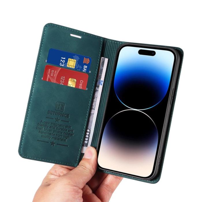 BETOPNICE - BETOPNICE 003 iPhone 14 Pro Max Fodral PU Läder - Grön