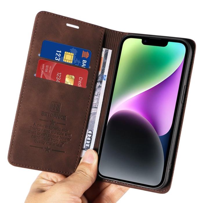 BETOPNICE - BETOPNICE 003 iPhone 15 Fodral i PU-läder - Brun