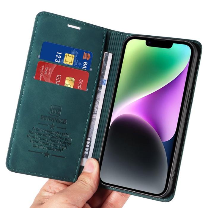 BETOPNICE - BETOPNICE 003 iPhone 15 Plus Fodral PU Läder - Grön