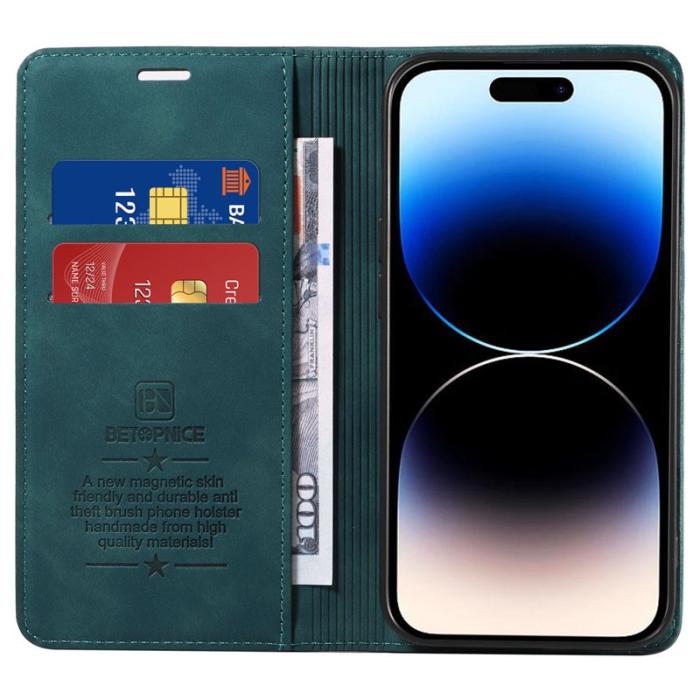 BETOPNICE - BETOPNICE 003 iPhone 15 Pro Fodral PU Läder - Grön