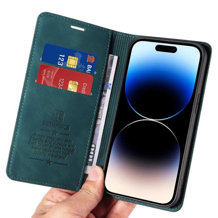 BETOPNICE - BETOPNICE 003 iPhone 15 Pro Fodral PU Läder - Grön