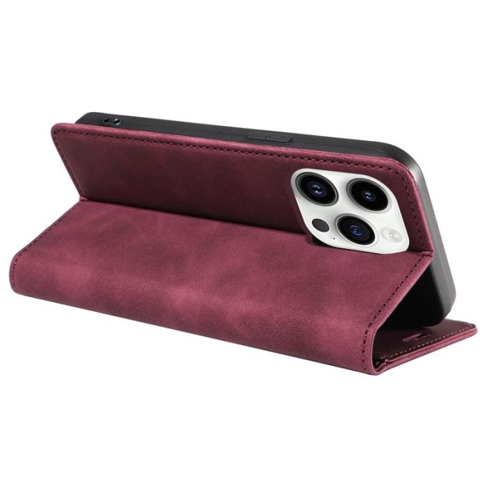 BETOPNICE - BETOPNICE 003 iPhone 15 Pro Fodral PU Läder - Röd