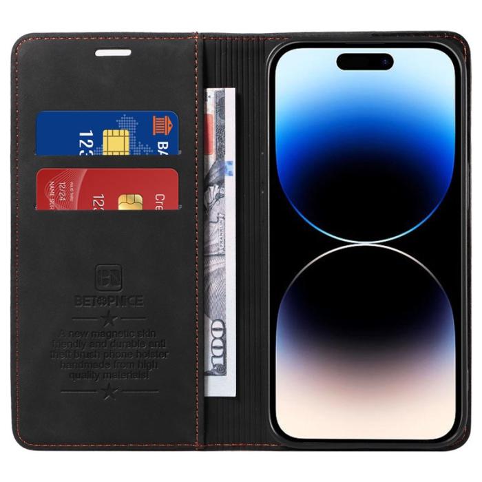 BETOPNICE - BETOPNICE 003 iPhone 15 Pro Fodral PU Läder - Svart