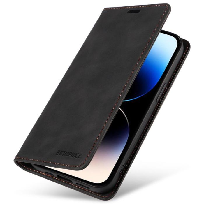 BETOPNICE - BETOPNICE 003 iPhone 15 Pro Fodral PU Läder - Svart