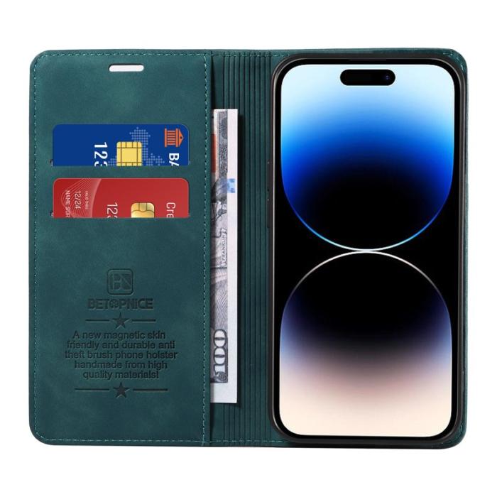 BETOPNICE - BETOPNICE 003 iPhone 15 Pro Max Fodral i PU-läder - Grön