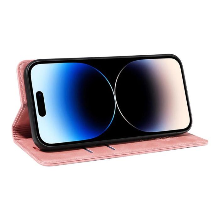 BETOPNICE - BETOPNICE 003 iPhone 15 Pro Max Fodral i PU-läder - Rosa