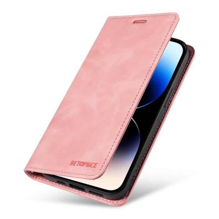 BETOPNICE - BETOPNICE 003 iPhone 15 Pro Max Fodral i PU-läder - Rosa