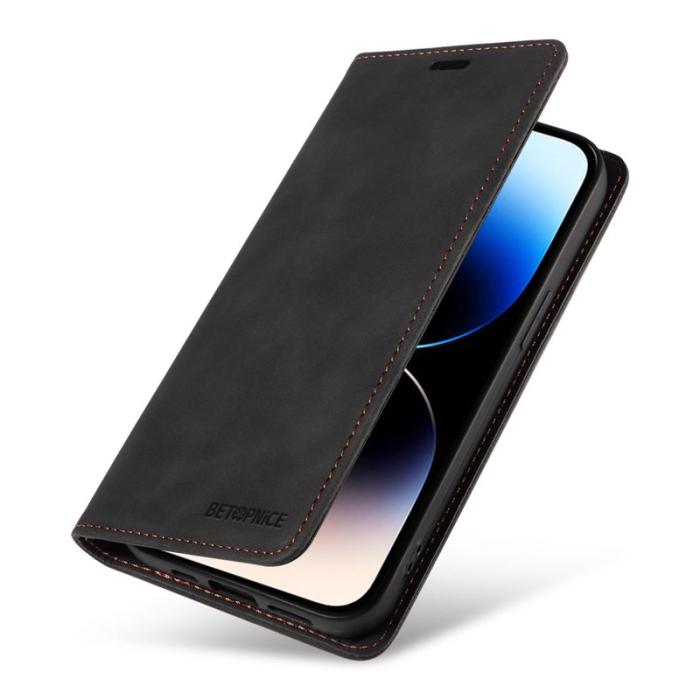 BETOPNICE - BETOPNICE 003 iPhone 15 Pro Max Fodral i PU-läder - Svart