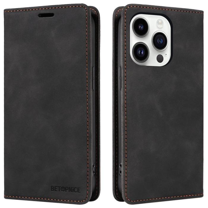 BETOPNICE - BETOPNICE 003 iPhone 15 Pro Max Fodral TPU + PU Läder - Svart